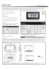 Thumbnail of document Data Sheet - DPM 600S Voltmeter